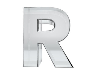 Letter R transparent glass. Background transparent in png.
