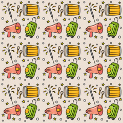 Ramadan doodle seamless pattern vector design. Ramadan concept design vector. Suitable for greeting card, poster and banner. 