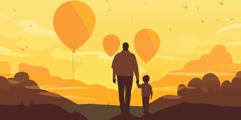 Artistic Father's Day concept in flat illustration