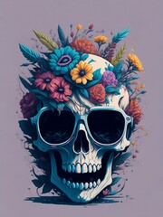 Skulls and flowers