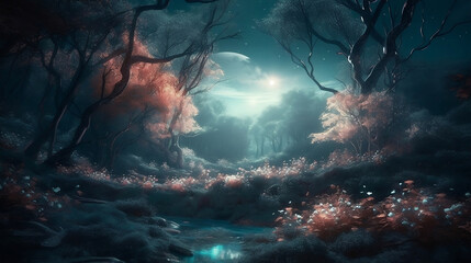 Fairy forest in the night sky (ai generated)