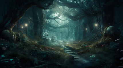 Fairy forest in the night sky (ai generated)