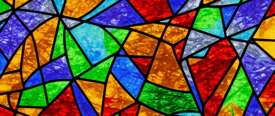 Stained glass mosaic. Generative AI, Generative, AI