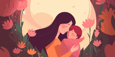 Artistic flat illustration for Mother's Day celebration