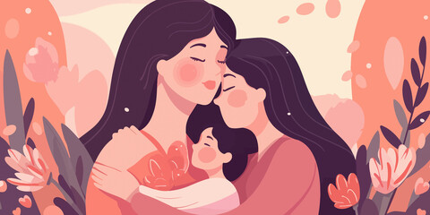 Artistic flat illustration for Mother's Day celebration