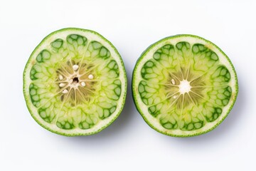 Fototapeta na wymiar sliced kiwi fruit isolated on a white background. Generative AI
