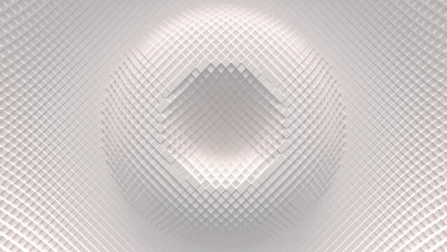 Radial waves from blocks, cubes motion background. Diamond shape. Seamless loop.