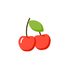 Cherry vector cute fruit icon. Cherry vector illustration isolated red line cartoon icon