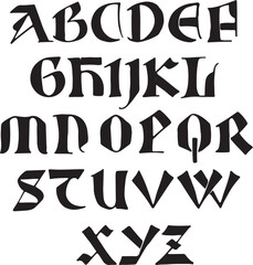 Engraving Mediaeval Goldsmith  alphabets - ABC letters