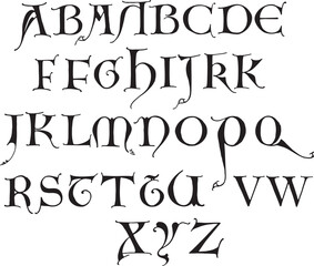 End of 12th Century Mss.English alphabets - ABC letters
