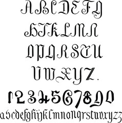 16th Century. Large,Small, and Numerals. french.MS alphabets - ABC letters