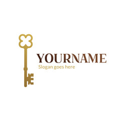 Old key vector house icon logo. Old key silhouette antique lock illustration