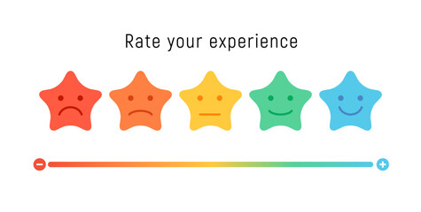 Fototapeta Smiley rate scale emotion emoji icon. Feedback rate survey emoticon satisfaction meter. obraz