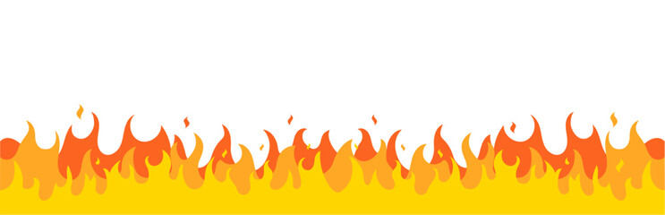 Fire flame vector pattern line frame. Fire flat simple border design background illustration