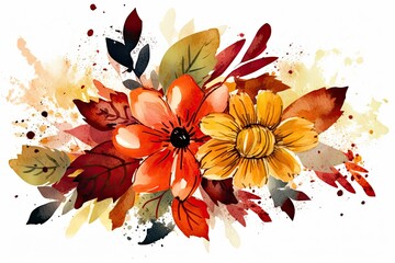colorful bouquet of flowers in watercolor painting style. Generative AI