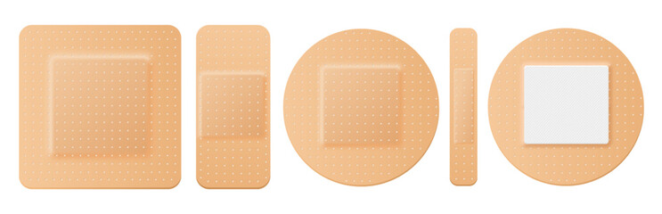 First aid band plaster strip medical cure patch adhesive tape. Aid plaster band medicine pharmacy symbol.