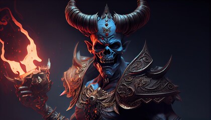 devil warrior with curse powers, digital art illustration, Generative AI