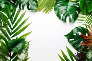 tropical background with palm leaves