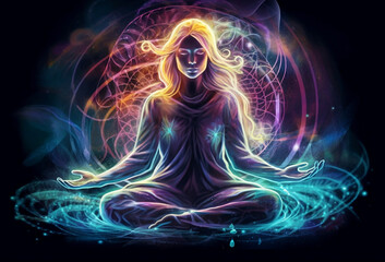 Illustration of spiritual awakening enlightment meditation