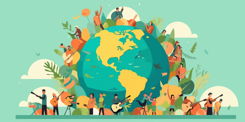 Creative flat illustration of World Music Day