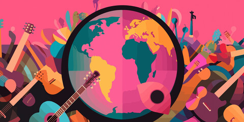 Flat design capturing World Music Day celebration