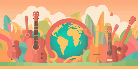 Flat design capturing World Music Day celebration