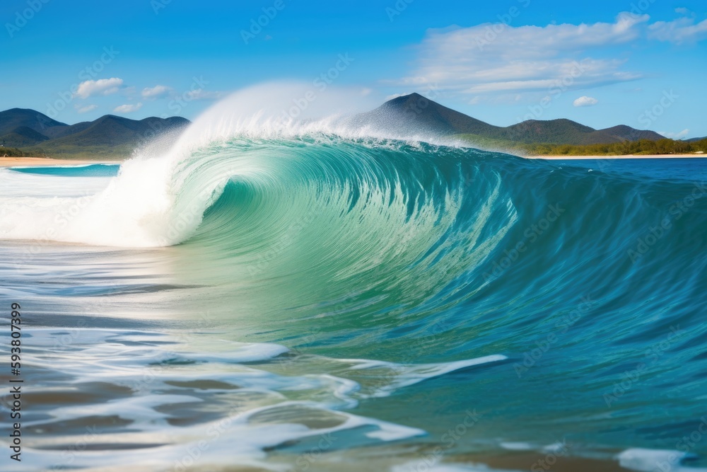 Canvas Prints powerful ocean wave crashing onto a sandy beach. generative ai