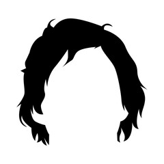 silhouette of men's hairstyles. cool wavy hair. isolated on white background.