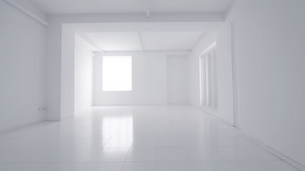White clean empty architecture interior space room studio background wall display products minimalism. 3d rendering.