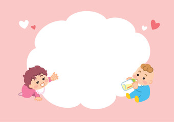 赤ちゃんと吹き出しのイラストセット