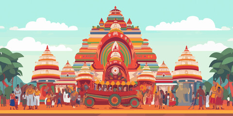 Flat illustration showcasing Rath Yatra festival