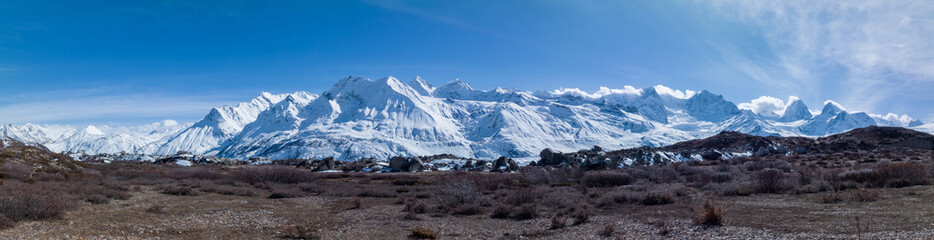 Panorama view of glacier and snow mountains in Tibet,China