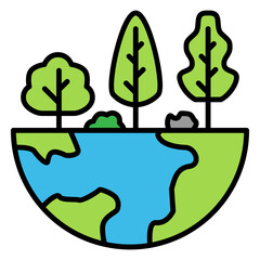 Illustration of Green Earth design Icon