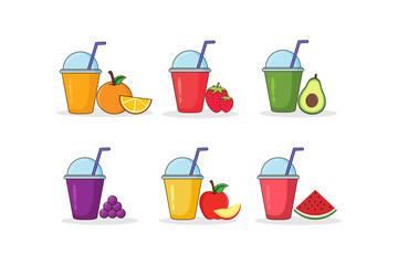 Iced fruit smoothie cute plastic cup stock vector white background