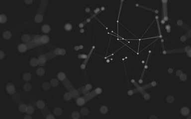 Abstract background. Molecules technology with polygonal shapes, connecting dots and lines. Connection structure. Big data visualization.