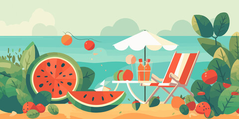 Summer concept captured in flat illustration style