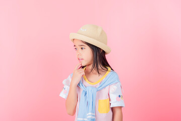 Image of Asian child posing on Pink background