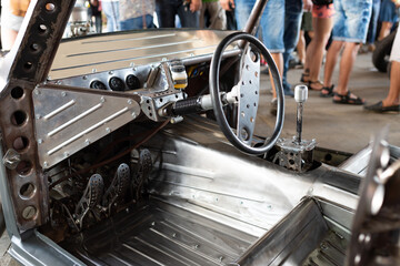 metallic steering wheel of chromium plated vehicle
