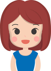 Smiling woman, happy and friendly portrait closeup, vector illustration