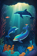 Fototapeta na wymiar fish in the sea illustrations