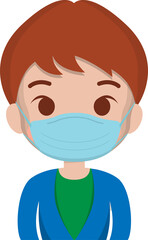 Man wearing a medical mask to prevent allergies and colds and prevent virus infection, vector illustration