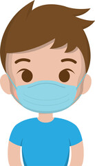 Man wearing a medical mask to prevent allergies and colds and prevent virus infection, vector illustration