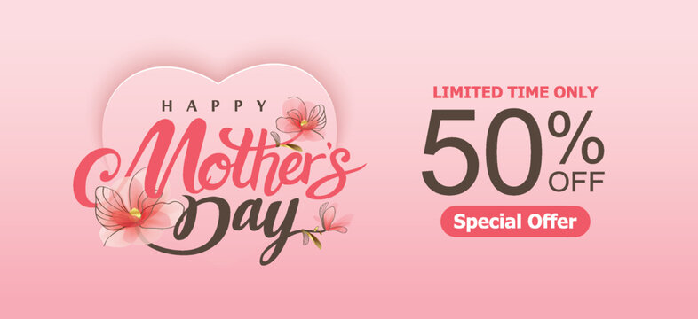 Happy Mother's Day Calligraphy abstract art background vector. Sale banner design template