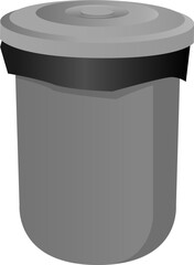 Closed Black Refuse Trash Bag Garbage Junk Waste Bin  Plastic Rubbish Object Flat Design