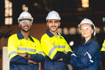 professional business industry technician wearing safety helmet working to maintenance service and...