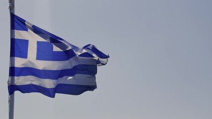 Greek flag waving in slow motion