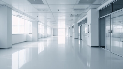 hospital white clean  floor hospital, architecture, and health, hospital Medical concept, Generative AI  