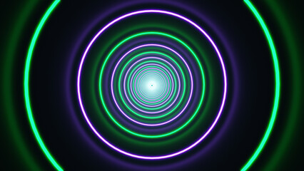 3d illustration. Abstract tunnel Lights neon