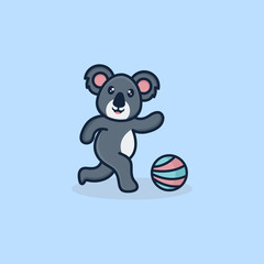 Cute Koala Play Ball Logo