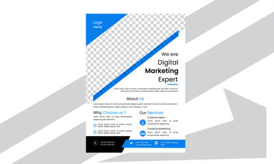 Creative minimalist simple  business flyer design Template With blue color 